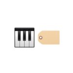 Piano for sale with piano and sales tag emoji.